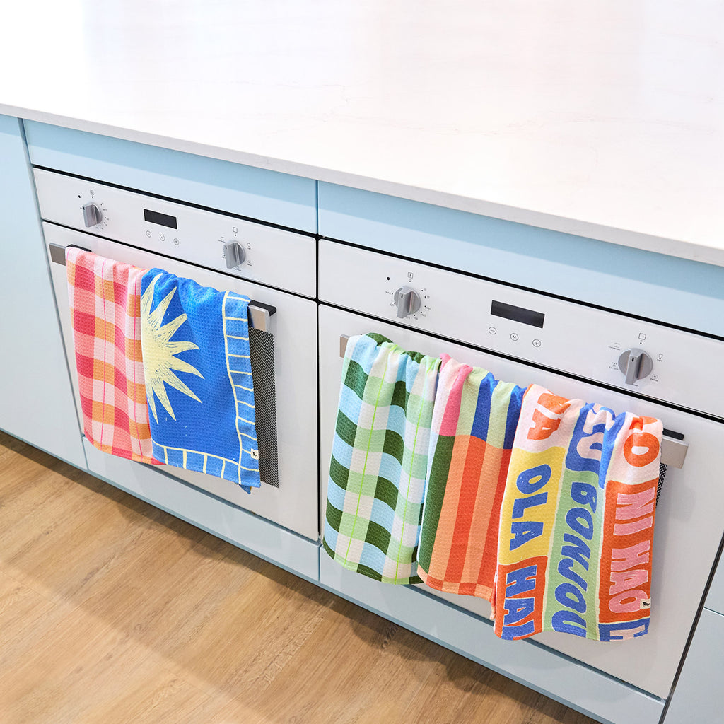 dock and bay tea towel