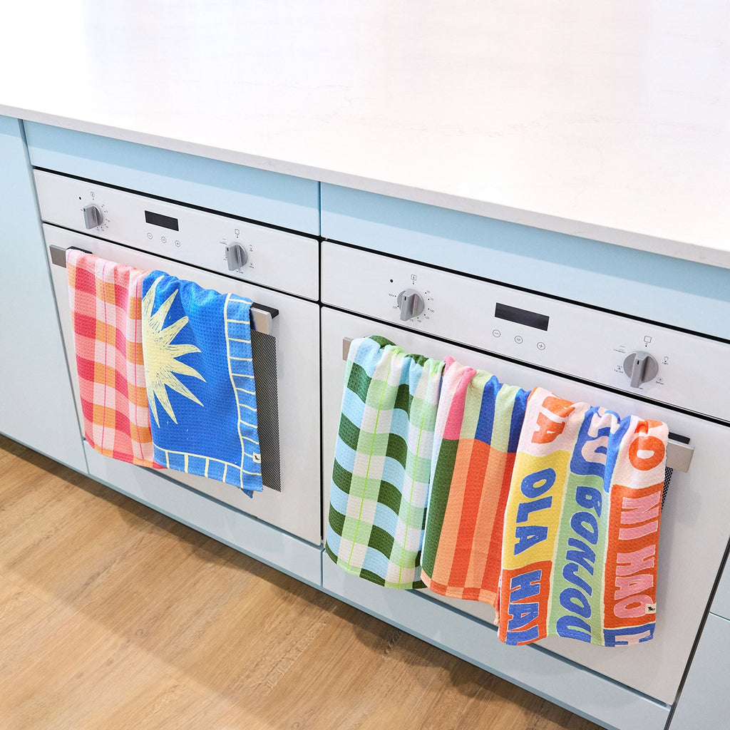 dock and bay tea towel