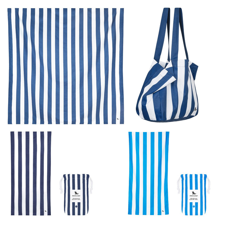 Dock & Bay 2 x Beach Towel + Bag + Jumbo Towel - Set B