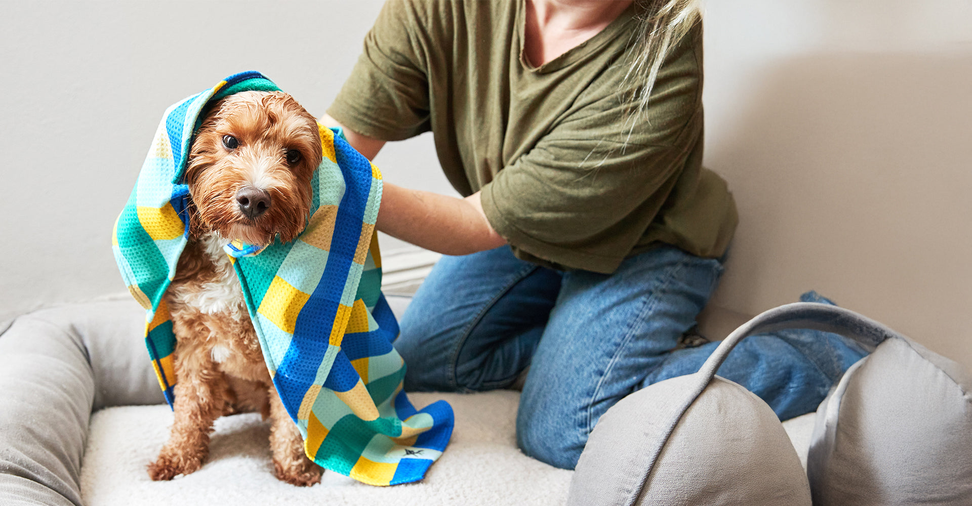 Dock & Bay Hundehandtuch – Welpen-Karo